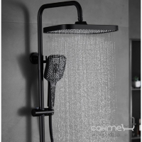 Змішувач-термостат для ванни з душовою стійкою Dusel Bronx Thermostatic Black матовий чорний