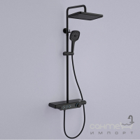 Змішувач-термостат для ванни з душовою стійкою Dusel Pour Black Smart матовий чорний