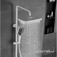 Змішувач-термостат для ванни з душовою стійкою Dusel Collin White матовий білий