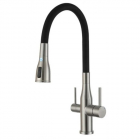 Змішувач для кухні з гнучким виливом та зливом для фільтрованої води Gappo G4399-65 нержавіюча сталь