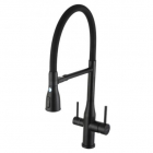 Змішувач для кухні з гнучким виливом та зливом для фільтрованої води Gappo G4399-76 чорний