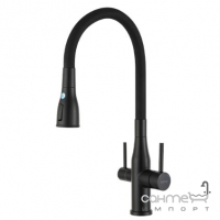 Змішувач для кухні з гнучким виливом та виливом для фільтрованої води Gappo G4399-66 матовий чорний