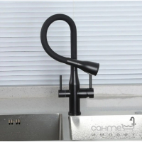 Змішувач для кухні з гнучким виливом та виливом для фільтрованої води Gappo G4399-66 матовий чорний