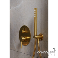 Змішувач для ванни прихованого монтажу з виливом та душовим гарнітуром KFA Armatura Moza Gold 5039-401-31 золото