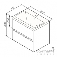 Подвесная тумба с раковиной AM.PM Gem S M91-FHX0602-WC0602BF38 белая/базальт