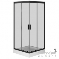 Квадратна душова кабіна без піддону AM.PM Gem W90UG-403-090BT профіль матовий чорний/прозоре скло