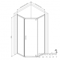 Пентагональна душова кабіна AM.PM Gem W90UG-405-090MT профіль сатін/прозоре скло