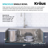 Кухонная мойка c аксессуарами Kraus Kore KWU110-30 нержавеющая сталь сатин
