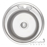 Кругла кухонна мийка Wezer 490 Decor 0,6 mm нержавіюча сталь декор