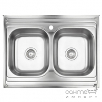 Прямоугольная кухонная мойка Wezer 7848 Decor 0,8 mm D/D нержавеющая сталь декор