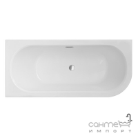 Ассиметричная акриловая ванна с сифоном Besco Avita Slim Plus 1500x750 белая, левая