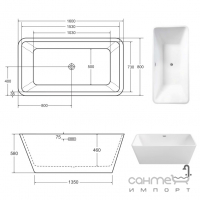 Прямокутна ванна, що окремо стоїть, Besco Evita 1600x800 біла