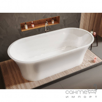 Овальна ванна з литого мармуру Miraggio Helga 1500x850 Miramarble біла глянсова