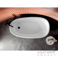 Овальна ванна з литого мармуру Miraggio Valeria 1400x740 Miramarble біла глянсова