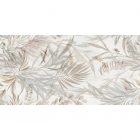 Керамогранит под камень с декором Azulejos Benadresa Halima Fleur Blanc 1200x600 (листва)