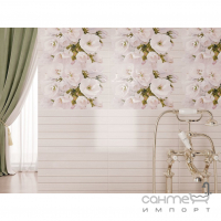 Настенная плитка под дерево с декором Cersanit Carmel Inserto Flower 400x250 (цветы вишни)