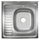 Квадратна кухонна мийка на одну чашу із сушінням Monro Decor 6060 (06/160) ліва, нержавіюча сталь декор