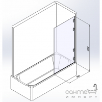 Душова перегородка Studio Glass Riva 900x1750 скло diamant, двостороннє захисне покриття