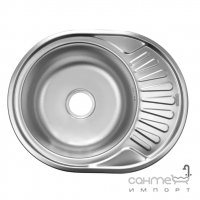 Овальна кухонна мийка на одну чашу з сушкою Monro Satin 5745 (08/180) нержавіюча сталь сатін