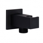 Шланговое подключение с держателем для ручного душа Qtap Black QTCRBBH025 матовое черное