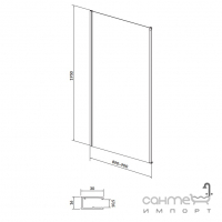 Боковая стенка Cersanit Larga EZZG1000184920 профиль черный/прозрачное стекло