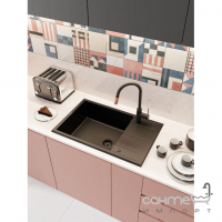 Прямокутна гранітна кухонна мийка на одну чашу з сушінням Deante Eridan ZQE x11B кольори в асортименті
