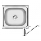 Прямокутна кухонна мийка з нержавіючої сталі Deante Doppio 480x430 + змішувач Lobo хром