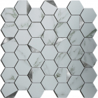 Мозаика из натурального белого мрамора со вставками металла, тессера гексагон Mozaico De Lux CL-MOS CCLAYRK23022