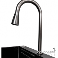 Прямокутна кухонна мийка із змішувачем та каскадом Platinum Handmade WaterFall 3.0/0.7 mm PVD Black 7545А