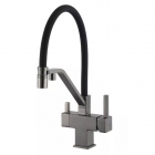 Смеситель для кухни с гибким изливом и изливом для фильтрованной воды Gappo G4395-69 оружейная сталь