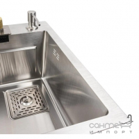 Прямокутна кухонна мийка із змішувачем та каскадом Platinum Handmade WaterFall 3.0/1.0 mm Satin 7545B