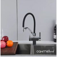 Змішувач для кухні з гнучким виливом та зливом для фільтрованої води Gappo G4395-60 хром