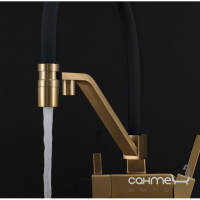 Змішувач для кухні з гнучким виливом та зливом для фільтрованої води Gappo G4395-63 золото сатін