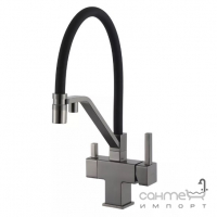 Змішувач для кухні з гнучким зливом та зливом для фільтрованої води Gappo G4395-69 gun metal