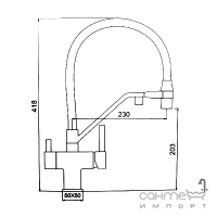 Змішувач для кухні з гнучким зливом та зливом для фільтрованої води Gappo G4395-69 gun metal
