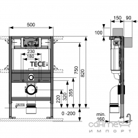 Застенный модуль для установки унитазов с уменьшенной высотой TECE 9.300.380