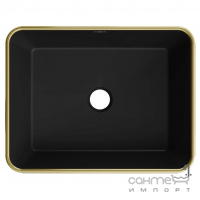 Прямоугольная раковина на столешницу Mexen Catia Black Gold Edge MEX-21314875 матовая черная