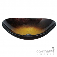 Стеклянная овальная раковина на столешницу Mexen Sonia Golden Dark MEX-24145451 черно-золотая