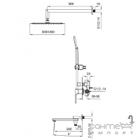 Душевая система скрытого монтажа с изливом Koer KB-66009-01 хром