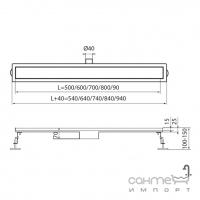 Линейный душевой трап Koer FD20-70x800 нержавеющая сталь