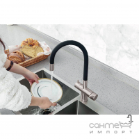 Змішувач для кухні з гнучким виливом та виливом для фільтрованої води Koer KB-72002-01 хром