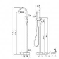 Змішувач для ванни для підлоги Koer KI-45015-02 нержавіюча сталь