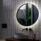 Зеркало в металлической раме с подсветкой на стену Liberta Viano 950x950 черное