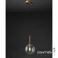 Підвісний світильник із плафоном у формі скляної кулі Kloodi PE-MA8138-1H латунь