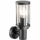Настенный уличный светильник бра с плафоном в форме цилиндра Goldlux Fiord 312303 черный/прозрачное стекло