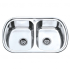Прямокутна кухонна мийка на дві чаші Zerix Decor Z7749-08-180D нержавіюча сталь декор