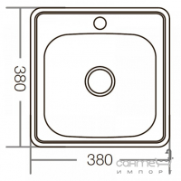 Квадратна кухонна мийка із нержавіючої сталі Zerix Satin Z3838-06-160E сатін