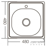 Квадратна кухонна мийка із нержавіючої сталі Zerix Decor Z4848-06-160D декор