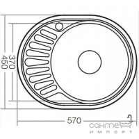 Овальна кухонна мийка на одну чашу з маленькою сушкою Zerix Decor Z5745-06-160D нержавіюча сталь декор