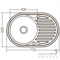 Овальна кухонна мийка на одну чашу з сушкою Zerix Decor Z7750-06-180D нержавіюча сталь декор